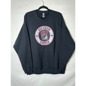 Men's 3XL Black Heavy Duty "Ass Kickin Chicken" Black Sweatshirt Size 3XL